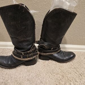 Black Leather Western Boots
